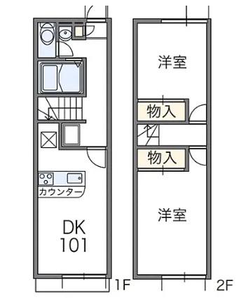 レオパレスフィールズSTAY(2DK/1階)の間取り写真