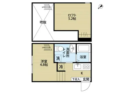 KAHALE越谷(ワンルーム/2階)の間取り写真