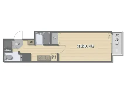 メゾンヤンII(1K/4階)の間取り写真