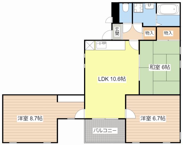 センターコート(3LDK/2階)の間取り写真