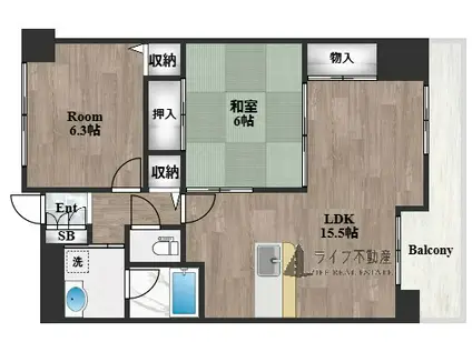 エトワール花園(2LDK/6階)の間取り写真