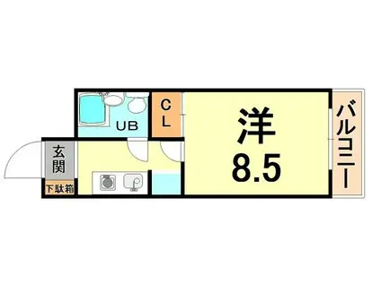 猪名寺パークマンション2(ワンルーム/7階)の間取り写真