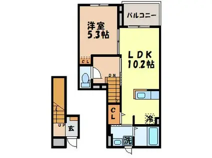 アイヒルズ リル(1LDK/2階)の間取り写真