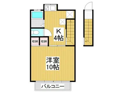 ティーダ(1DK/2階)の間取り写真