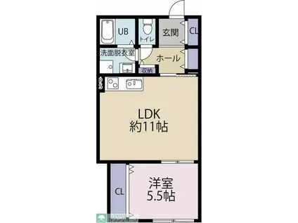 フォレスト相武台(1DK/1階)の間取り写真