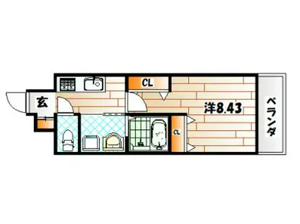 アクシオ北九州III(1K/3階)の間取り写真