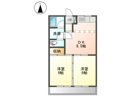 加賀野コーポI(2DK/1階)の間取り写真