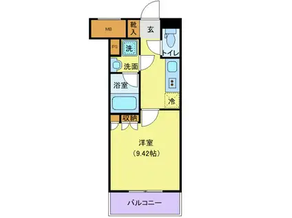 アウローラ日泉(1K/4階)の間取り写真