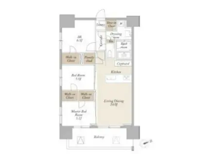 ライトテラス新宿御苑(3LDK/14階)の間取り写真