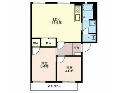 グランドール日永 A棟(2LDK/1階)の間取り写真