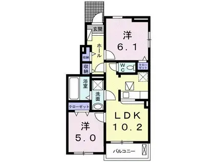 ソレアード・ニシキIIIA(2LDK/1階)の間取り写真