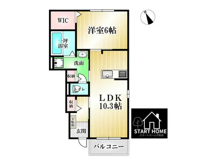 フレーシュ風雅 III(1LDK/1階)の間取り写真