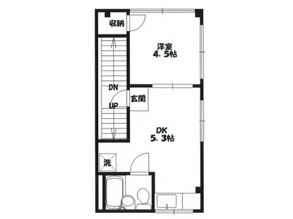 クラチビル(1DK/2階)の間取り写真