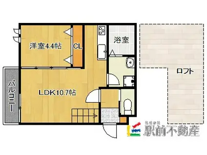 アンピオ姪浜八番館(1LDK/1階)の間取り写真