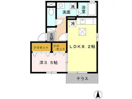 メゾン南本荘(1LDK/1階)の間取り写真
