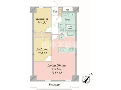 マンション勝どき(2LDK/5階)の間取り写真