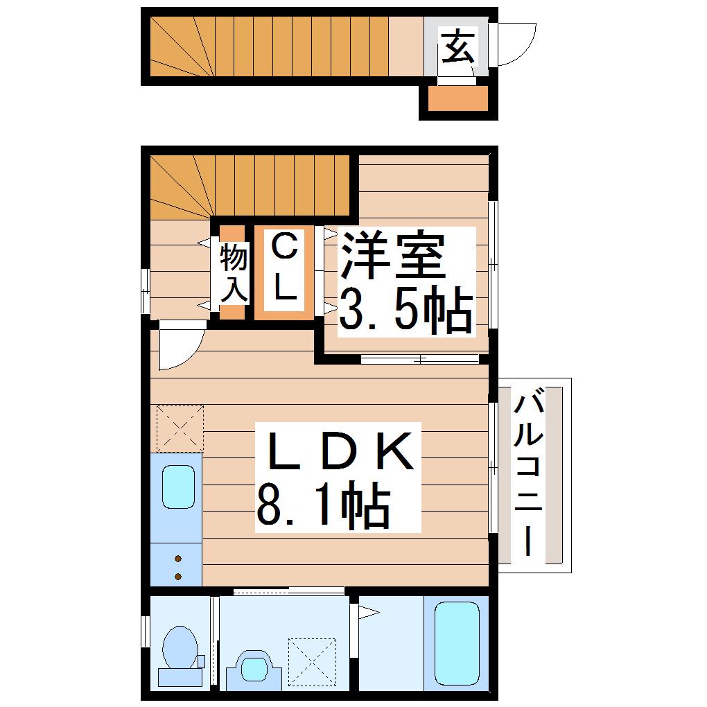 LUMINARE台原II(1LDK/2階)の間取り写真