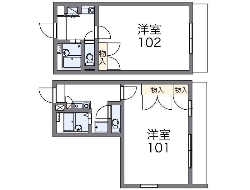 レオパレスハサマ(1K/1階)の間取り写真