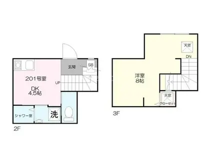 KAVERI(1DK/3階)の間取り写真