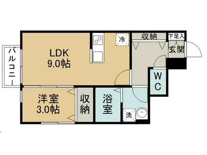 ピュアランド岩切(1LDK/1階)の間取り写真