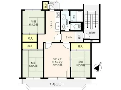 第二稲毛マリンハイツ(3LDK/1階)の間取り写真