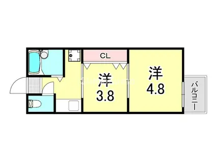 板宿リッチライフ(2K/1階)の間取り写真