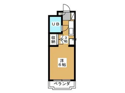 白楽スカイハイツ(ワンルーム/1階)の間取り写真