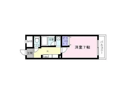 カレッジハイツ百舌鳥(1K/4階)の間取り写真