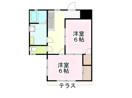 ユーハイツ(2K/1階)の間取り写真