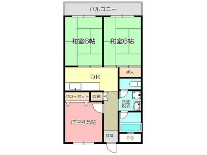 エステマール弥刀(3DK/2階)の間取り写真