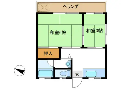 ハイツ寿(2DK/1階)の間取り写真