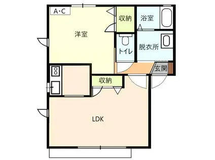 ベルモント(1LDK/1階)の間取り写真