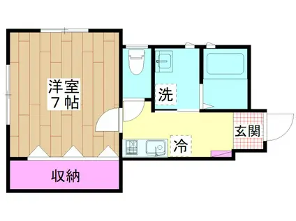 ツゥーセンナリ(1K/1階)の間取り写真