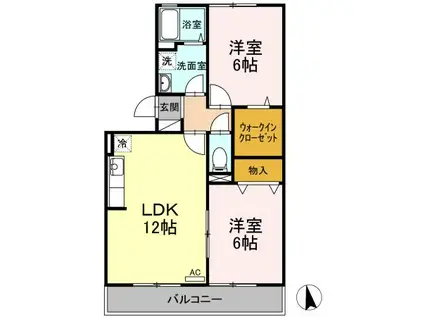 シャルマン A(2LDK/2階)の間取り写真