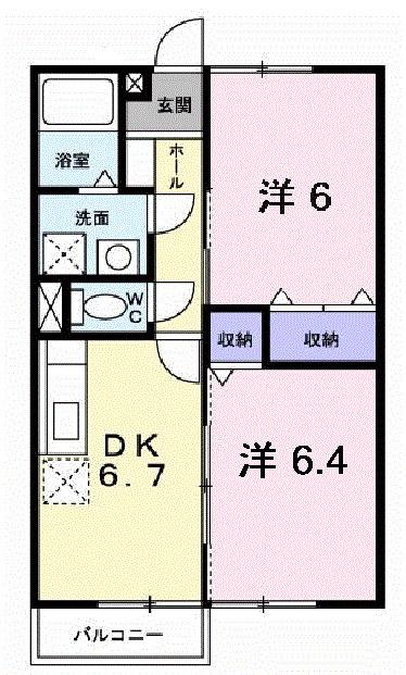 アンフィニ(2DK/2階)の間取り写真