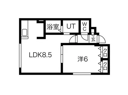 クリアフィールド(1LDK/2階)の間取り写真