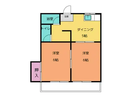 ソフィア(2DK/1階)の間取り写真