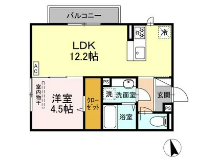 メゾングランレーヴ B棟(1LDK/2階)の間取り写真