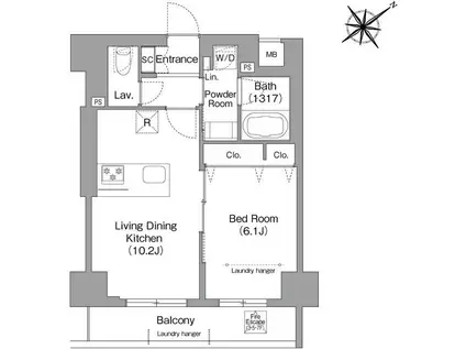 HF押上レジデンス(1LDK/3階)の間取り写真