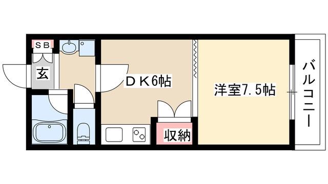 カーサビアンカ大村(1DK/2階)の間取り写真