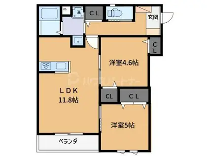 SOLEIL東公園(2LDK/3階)の間取り写真