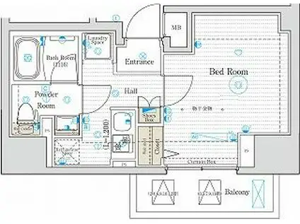ベルグレード王子 DUE(1K/7階)の間取り写真