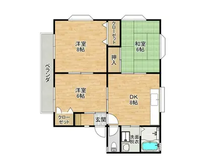 ビレッジ櫻B(3DK/1階)の間取り写真