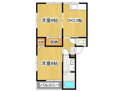 メゾンドケイIII(2DK/2階)の間取り写真