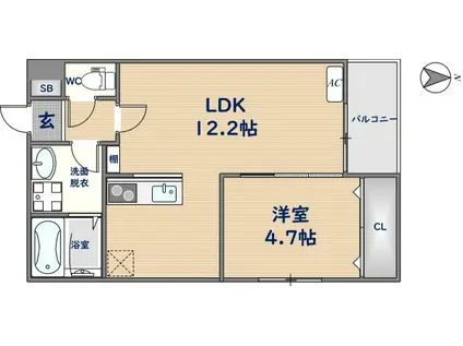 GARDEN HILL 瓢箪山(1LDK/1階)の間取り写真