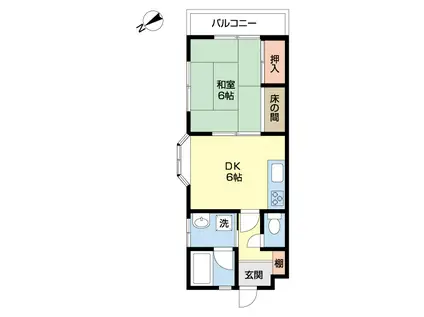 セントラルハイツB(1DK/2階)の間取り写真