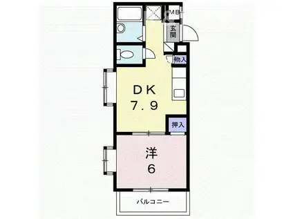 ジュネパレス柏第19(1DK/3階)の間取り写真