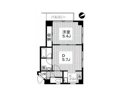 麻布尾又ビル(1DK/2階)の間取り写真