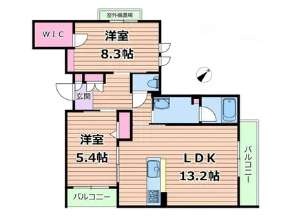 シャーメゾン ラヴィ(2LDK/2階)の間取り写真