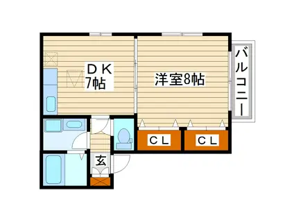 ハウスゼルコバ(1DK/1階)の間取り写真